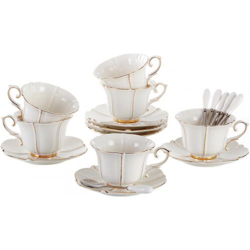  Jusalpha Porcelain Tea Cup and Saucer Coffee Cup Set with Saucer and Spoon FD-TCS08 (6)