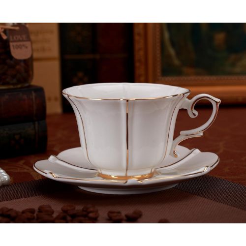  Jusalpha Porcelain Tea Cup and Saucer Coffee Cup Set with Saucer and Spoon FD-TCS08 (6)