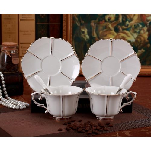  Jusalpha Porcelain Tea Cup and Saucer Coffee Cup Set with Saucer and Spoon FD-TCS08 (6)