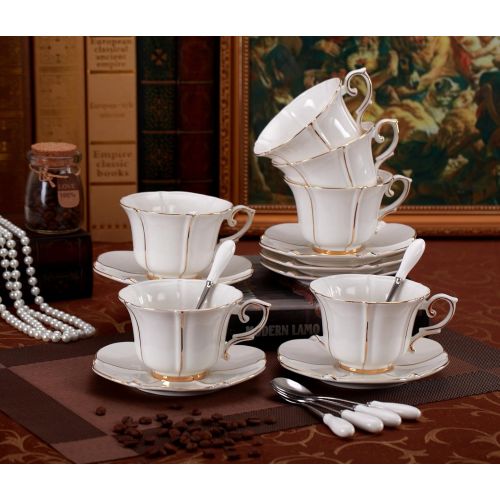  Jusalpha Porcelain Tea Cup and Saucer Coffee Cup Set with Saucer and Spoon FD-TCS08 (6)