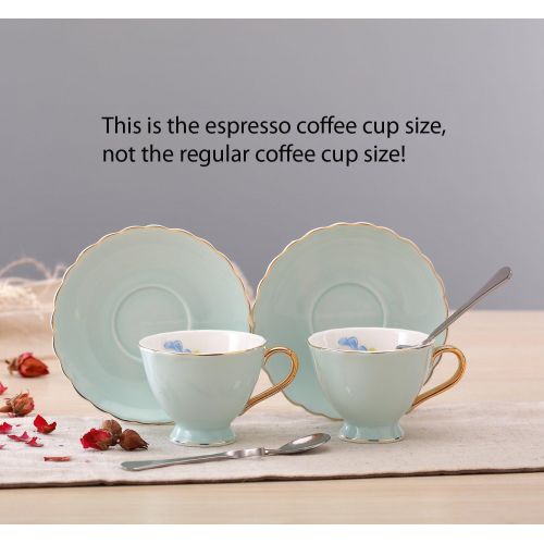  Jusalpha Fine China Coffee Bar Espresso small Cups and Saucers Set of 6 (FD-TCS02 blue (6), 3oz)