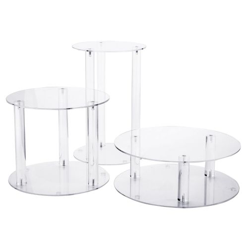  Jusalpha 3 Tier Acrylic Glass Round Wedding Cake Stand