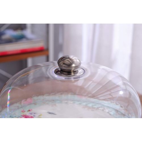  Jusalpha Blue Vintage English Style Ceramic Decorative Cake Stand-Cupcake Stand with Dome, FDCS04