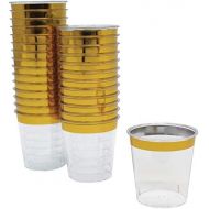 [아마존베스트]Just Artifacts 1oz Plastic Shot Glasses 120pcs Metallic Gold Rim