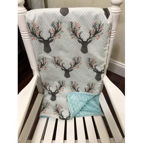  Just Baby Designs Inc Car Seat Cover, Girl Car Seat Canopy, Floral Deer, Aqua, Coral