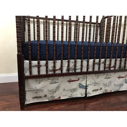  Just Baby Designs Inc Nursery Bedding, 1-5 Piece Bumperless Baby Crib Bedding Set Talbot, Baby Boy Bedding, Crib Rail Cover, Airplane Baby Bedding - Choose Your Pieces