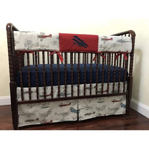  Just Baby Designs Inc Nursery Bedding, 1-5 Piece Bumperless Baby Crib Bedding Set Talbot, Baby Boy Bedding, Crib Rail Cover, Airplane Baby Bedding - Choose Your Pieces