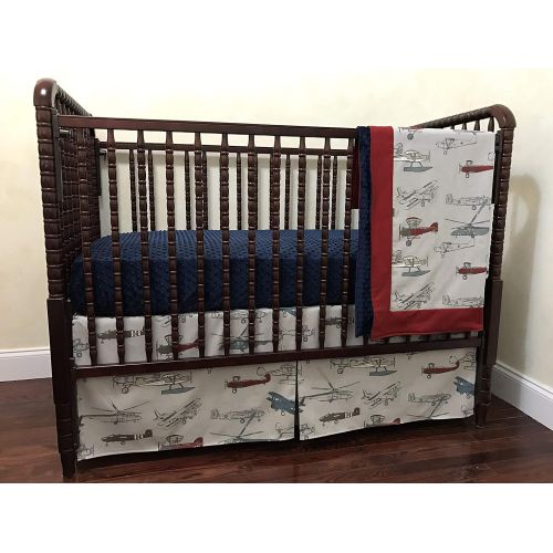  Just Baby Designs Inc Nursery Bedding, 1-5 Piece Bumperless Baby Crib Bedding Set Talbot, Baby Boy Bedding, Crib Rail Cover, Airplane Baby Bedding - Choose Your Pieces