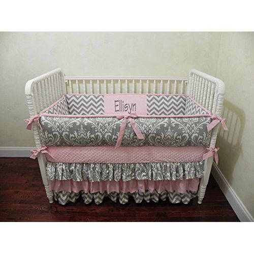  Just Baby Designs Inc Nursery Bedding, Baby Bedding Set Ellisyn, Girl Crib Bedding, Pink and Gray Baby Bedding - Choose Your Pieces