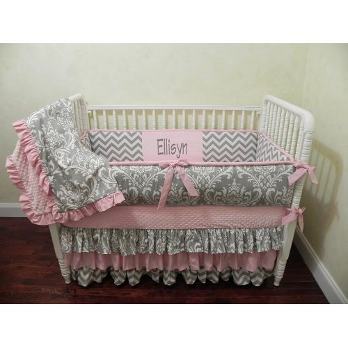  Just Baby Designs Inc Nursery Bedding, Baby Bedding Set Ellisyn, Girl Crib Bedding, Pink and Gray Baby Bedding - Choose Your Pieces