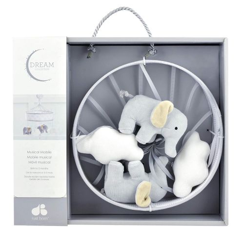  Just Born Dream Musical Mobile, Grey Elephant, Clouds, One Size