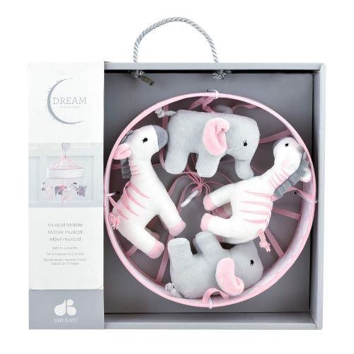  Just Born Dream Musical Mobile, Pink, Grey Giraffe, Elephant, One Size