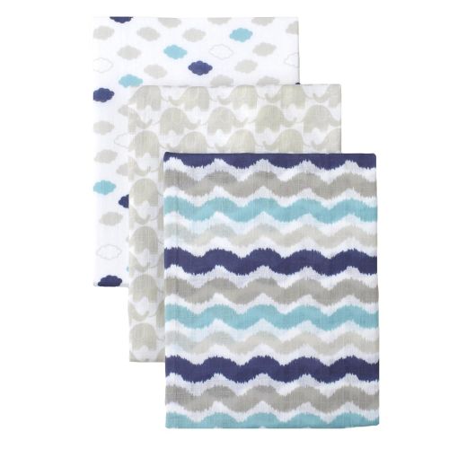  Just Born 3-Pack Muslin Blankets, Navy