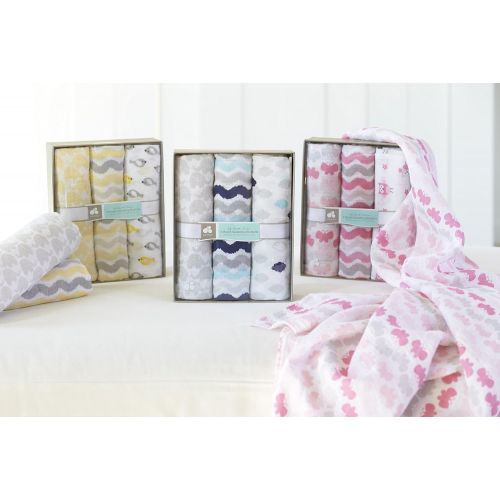  Just Born 3-Pack Muslin Blankets, Navy