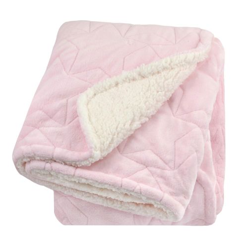  Just Born 2-Ply Star Luxury Blanket, Pink Stars, One Size