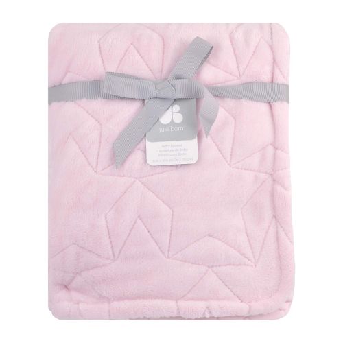  Just Born 2-Ply Star Luxury Blanket, Pink Stars, One Size