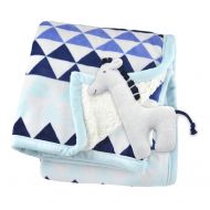 Just Born 2-Ply Suede Plush Blanket with Rattle, Blue, One Size