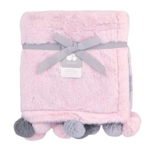  Just Born 2-Ply Cuddleplush Blanket, Pink, Grey, One Size