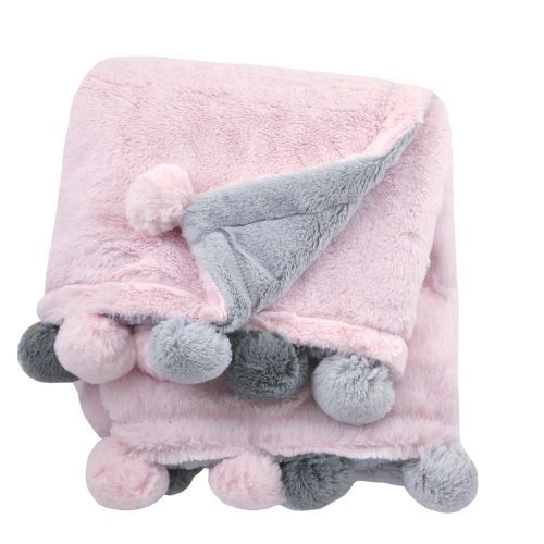  Just Born 2-Ply Cuddleplush Blanket, Pink, Grey, One Size