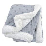 Just Born 2-Ply Plush Blanket, Grey Stars, One Size
