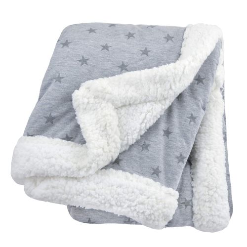  Just Born 2-Ply Plush Blanket, Grey Stars, One Size