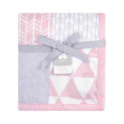  Just Born 2-Ply Suede Plush Blanket, Pink, One Size