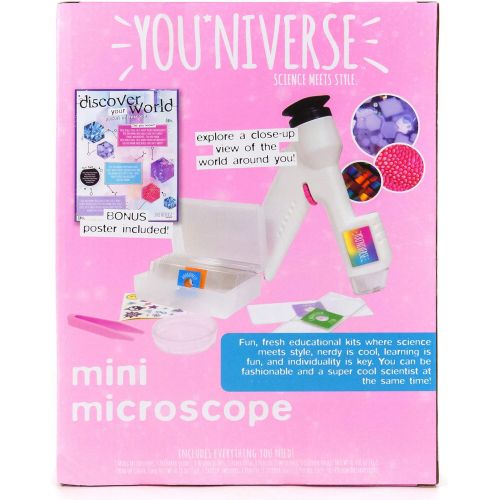  [아마존베스트]YouNiverse Mini Microscope by Horizon Group Usa,DIY Girl STEM Science Kit, Includes 1 Microscope, 5 Prepared Slides, 6 Blank Slides & More