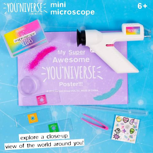  [아마존베스트]YouNiverse Mini Microscope by Horizon Group Usa,DIY Girl STEM Science Kit, Includes 1 Microscope, 5 Prepared Slides, 6 Blank Slides & More