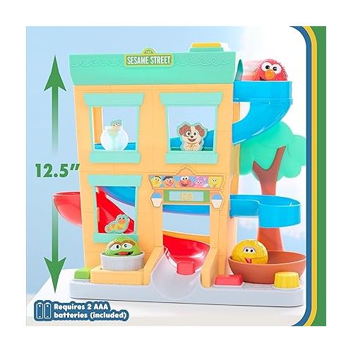  SESAME STREET Just Play Round The Neighborhood 4-Piece Ball Drop Playset and Figures, Kids Toys for Ages 12 Month