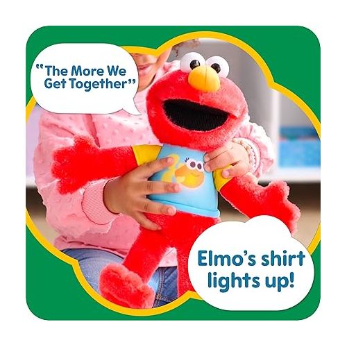 SESAME STREET Just Play 13-inch Sing-Along Plush Elmo with Lights and Sounds, Super-Soft and Huggable, Kids Toys for Ages 18 Month