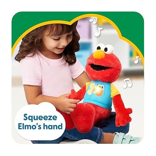  SESAME STREET Just Play 13-inch Sing-Along Plush Elmo with Lights and Sounds, Super-Soft and Huggable, Kids Toys for Ages 18 Month