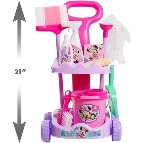  Just Play Disney Junior Minnie Mouse Sparkle 'N Clean Trolley, 21-inches, 11-pieces, Pretend Play, Officially Licensed Kids Toys for Ages 3 Up, Amazon Exclusive