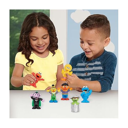  Sesame Street Neighborhood Friends, 7-piece Poseable Figurines, Kids Toys for Ages 2 Up by Just Play