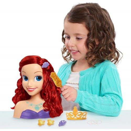  Disney Princess Ariel Styling Head, Red Hair, 10 Piece Pretend Play Set, The Little Mermaid, by Just Play