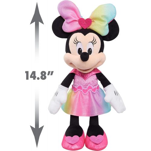  Disney Junior Minnie Mouse Sparkle and Sing Minnie Mouse, 13 Inch Feature Plush with Lights and Sounds, by Just Play