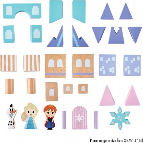  Disney Wooden Toys Frozen Arendelle Castle Block Set, 30+ Pieces Include Elsa, Anna, and Olaf Block Figures, Amazon Exclusive, by Just Play