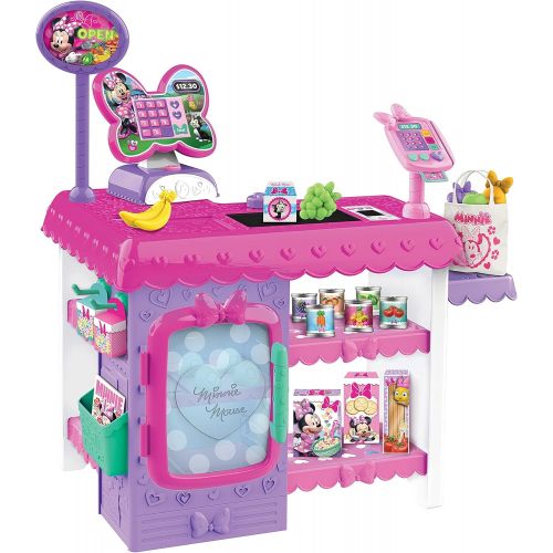  Just Play Disney Junior Minnie Mouse Marvelous Market, Pretend Play Cash Register with Realistic Sounds, 45 Play Food Pieces and Accessories