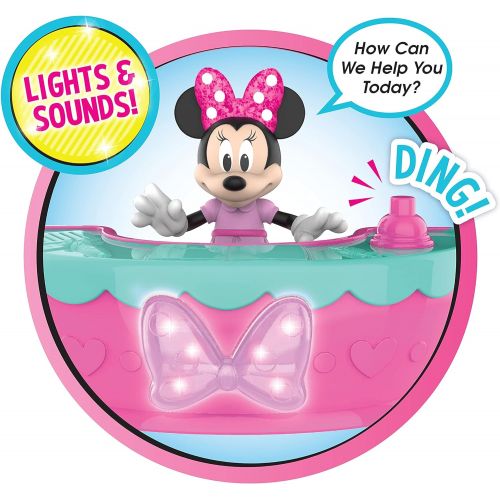 디즈니 Just Play Minnie Mouse Bow-Tel Hotel, 2-Sided Playset with Lights, Sounds, and Elevator, 20 Pieces, Includes Minnie Mouse, Daisy Duck, and Snowpuff Figures