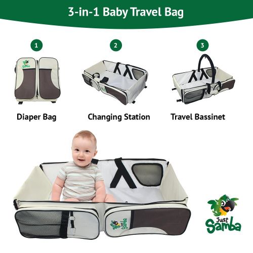  Just Samba Baby Diaper Bag w/Mosquito Net, Portable Bassinet and Travel Changing Station...