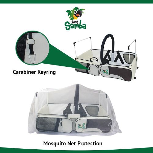  Just Samba Baby Diaper Bag w/Mosquito Net, Portable Bassinet and Travel Changing Station...
