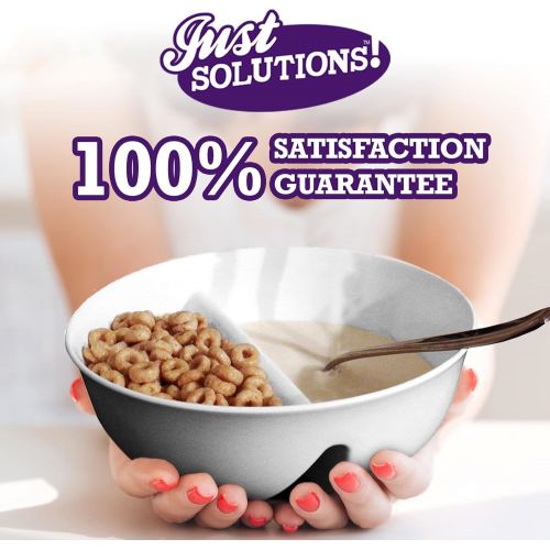  [아마존베스트]Just Solutions! 2 Pack - Just Crunch Anti-Soggy Cereal Bowl - Keeps Cereal Fresh & Crunchy | BPA Free | Microwave Safe | Ice Cream & Topping, Yogurt & Berries, Fries & Ketchup and More  White