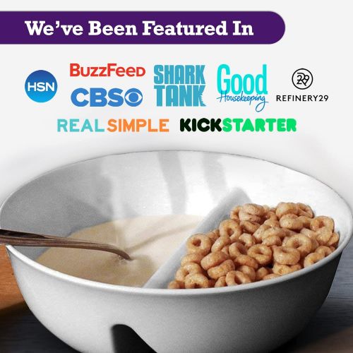  [아마존베스트]Just Solutions! 2 Pack - Just Crunch Anti-Soggy Cereal Bowl - Keeps Cereal Fresh & Crunchy | BPA Free | Microwave Safe | Ice Cream & Topping, Yogurt & Berries, Fries & Ketchup and More  White