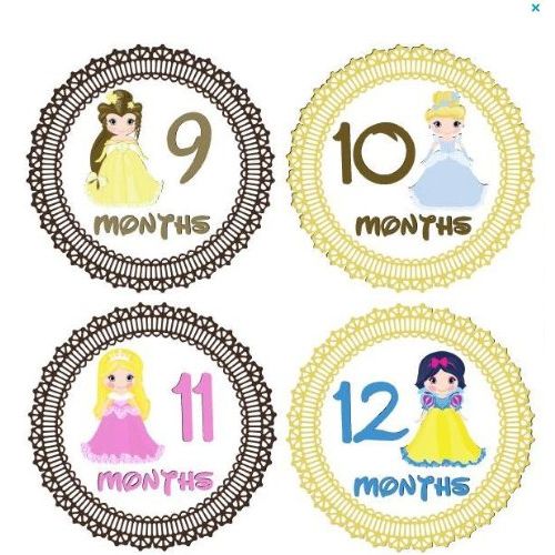  Just Stik It Monthly Stickers Monthly Baby Girl Disney Princesses Stickers Month Stickers Disney Snow White...