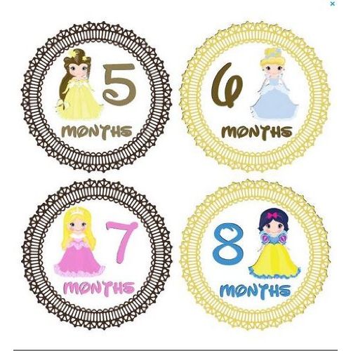  Just Stik It Monthly Stickers Monthly Baby Girl Disney Princesses Stickers Month Stickers Disney Snow White...