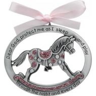 [아마존베스트]Just4fun Sweet ROCKING HORSE Crib Medal for Baby GIRL with PRAYER Verse PEWTER Finish - CHRISTENING/SHOWER GIFT - Baptism KEEPSAKE w/PINK RIBBON - INFANT - Newborn (Original Version)