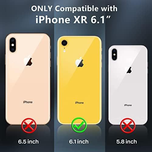  [아마존베스트]Justcool Compatible with iPhone XR Case, Built-in Screen Protector Heavy Duty Full Body Shockproof Case (Black/Clear)