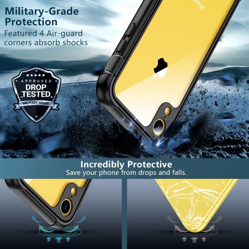  [아마존베스트]Justcool Compatible with iPhone XR Case, Built-in Screen Protector Heavy Duty Full Body Shockproof Case (Black/Clear)
