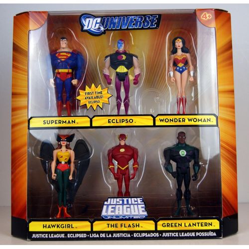  DC Universe Justice League Unlimited Exclusive Action Figure 6Pack Justice League Eclipsed Superman, Wonder Woman, Hawkgirl, The Flash, Green Lantern Eclipso