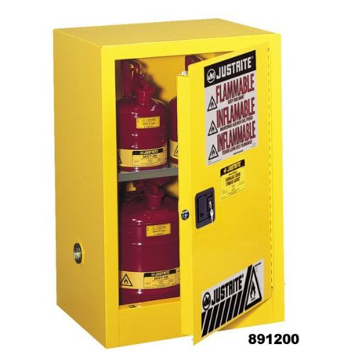  Justrite 891203 Sure-Grip EX Galvanized Steel 1 Door Manual Flammable Compac Safety Storage Cabinet, 12 Gallon Capacity, 23-14 Width x 35 Height x 18 Depth, 1 Adjustable Shelfs, G