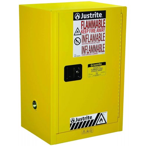  Justrite 891203 Sure-Grip EX Galvanized Steel 1 Door Manual Flammable Compac Safety Storage Cabinet, 12 Gallon Capacity, 23-14 Width x 35 Height x 18 Depth, 1 Adjustable Shelfs, G
